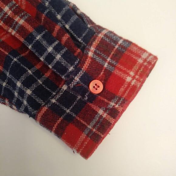 VTG Mac Campbell VIP Red Plaid Flannel Wool Shirt Men Size Large Button Down - Picture 4 of 7